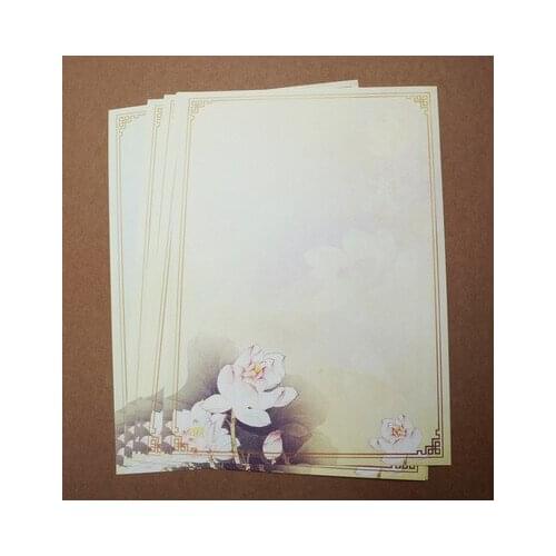 80pcs Chinese ink painting traditional ancient white lotus flower Letter Pad / Paper vintage gift writing paper souvenir