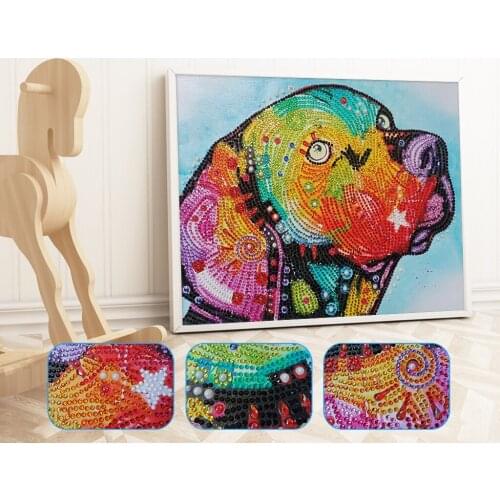 5D DIY Special Shape Partial Drill Diamond Painting Diamond Embroidery Cross Stitch Dogs Paintings Rhinestone Pasted Wall Decor