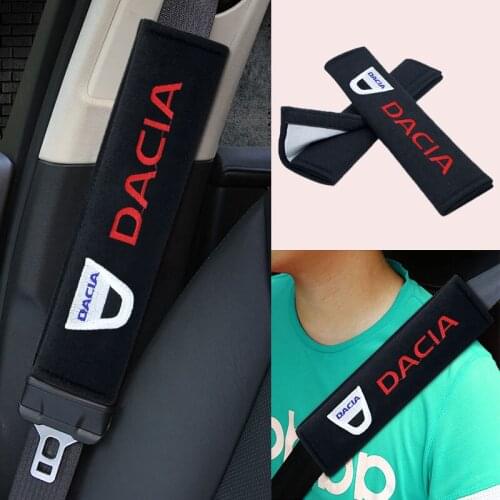 2pcs Auto Goods Car Logo Safety Belt Protective Cover Interior Accessories For Dacia Duster Logan Sandero Lodgy Stepwa MCV 2