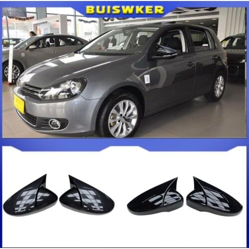 For Volkswagen GOLF 6 VI MK6 GTI R Line R20 Touran Carbon Fiber Pattern Mirror Case Black Side Wing Rearview Mirror Cover