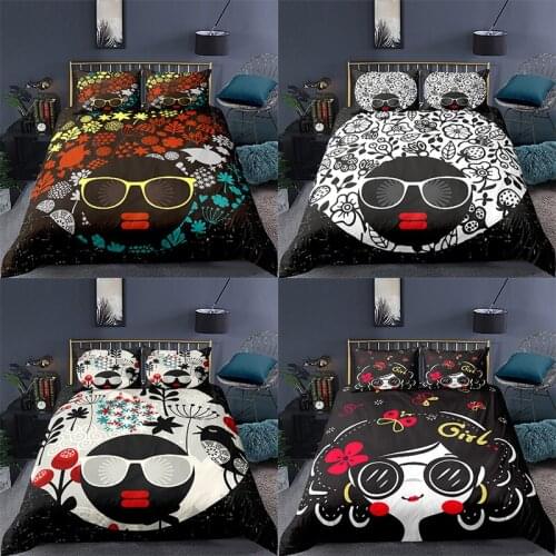 Home Textile Luxury 3D Cartoon Girl Print 2/3Pcs Comfortable Duvet Cover Pillowcase Bedding Sets Queen and King EU/US/AU Size