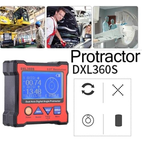 DXL360S Professional protractor Dual-axis Digital Display Level Gauge Dual Axis magnetic Protractor with 5 Side Magnetic Base