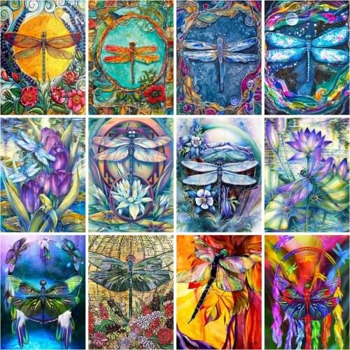 EverShine Diamond Painting Full Square Dragonfly Cross Stitch Diamond Mosaic Animal Bead Embroidery Rhinestones Art Wall Decor