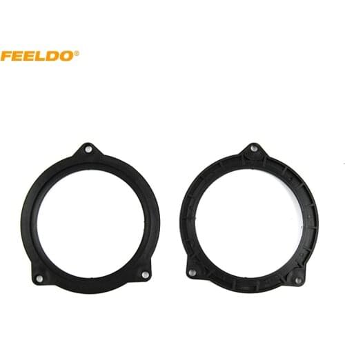 FEELDO 2pcs Car Rear Speaker Spacer Mats Adapter for BMW 5 Mediant Rear Door to 4" Stereo Mat Refit Holder Rings#6024