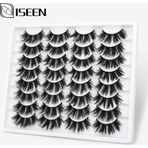 ISEEN Lashes 12/16 Pairs 3D Faux Mink Eyelashes Soft Wispy Volume Natural False Eyelashes Vendor Extension Eyes Makeup Tool