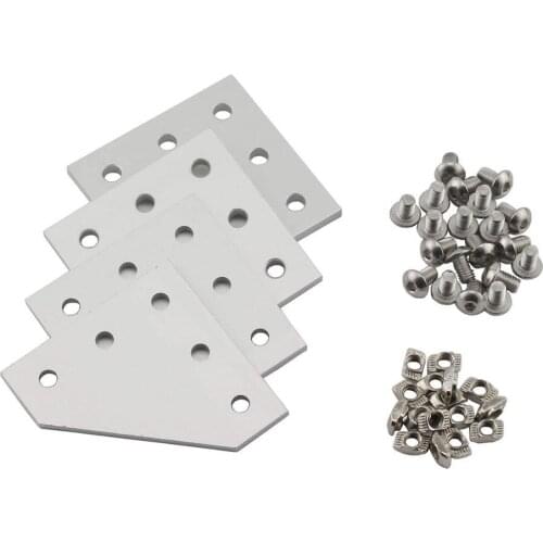 2020 Series L Shape Joint Plate Bracket Kit, Include Joint Plate, T-slot Nuts, Hex Screw, for 6mm Slot Aluminum Profile