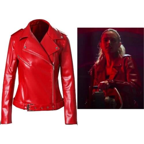 Movie Freaky Millie Cosplay Costume Deranged Serial Killer Butcher Trendy Red PU Jacket for Adult Women Cosplay Jackets