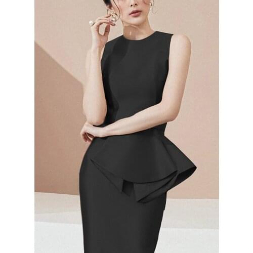 Summer Dress Evening Elegant Vintage Sleeveless Women Dresses Bodycon Bandage Ruffles Long Sundress Party Sexy Korean Clothes