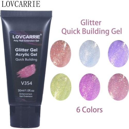 LOVCARRIE 30ML Poly Nail Extension Gel Glitter Shiny Acrylic Varnishes Builder GelS Lak Polish for DIY Prolong Nails Art Design