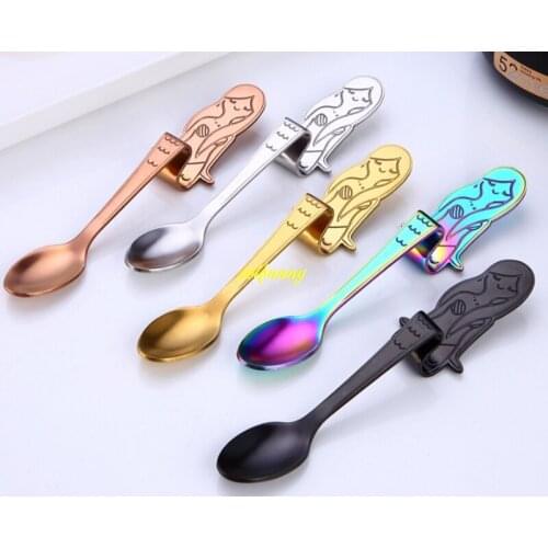 10pcs/lot 12.5cm 304 Stainless steel Mermaid coffee spoon dessertspoon ice spoons candy teaspoon Kitchen Supplies tableware