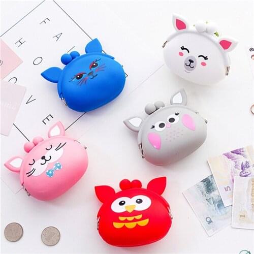 Lovely New Coin Bag Silicone Storage Animal Mini Cute Oval Zipper Children Girl Coin Wallet Portable Usb Cable Bag Key Wallet
