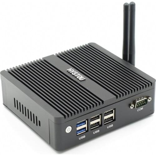 HYSTOU Fanless Mini PC Intel N3160/J3160 J1900 Qaud Core Pfsense Barebone mini pcs 2*Gigabit LAN(RJ-45) dual LAN Mini server pc