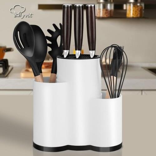 Knife holder Multi-Function Utensil Holder Knife Block PP Flatware Drainer Storage Box Spoon Fork Kitchen Organizer Rack