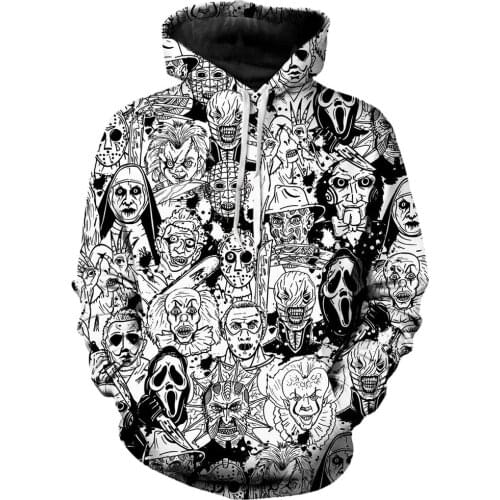 Comics Horror Movie All Characters 3D Printed Mens Autumn Hoodie Sweatshirt Unisex Casual Zip Jacket Halloween Pullover KJ628