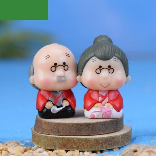 2pcs set Bryophyte Ornaments Grandchildren Grandparents And Childrens Diy Combination Garden Decoration Miniatures Figurine