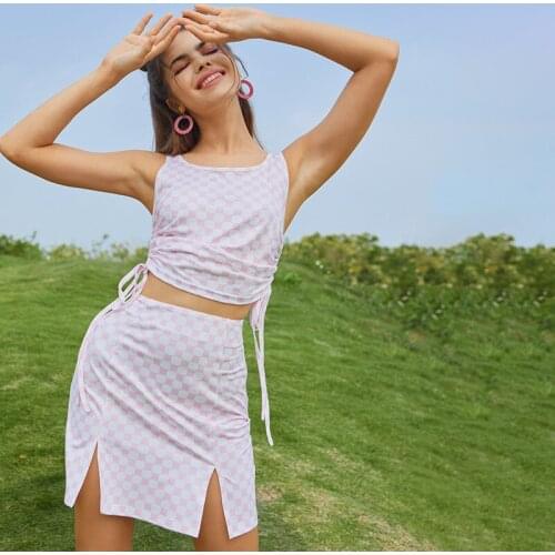 2021 Summer New Products Fashion Womens Temperament Printed Casual Short Skirt Set