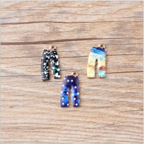 New Design Alloy drop oil pattern printing Cartoon Camouflage pants Shape Jewelry Charms diy necklace/Bracelet pendants