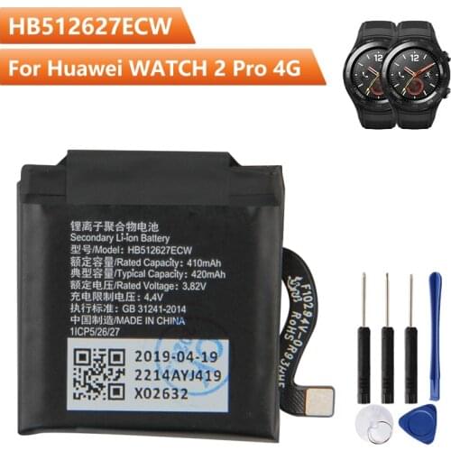 Original Replacement Watch Battery For Huawei Watch2 Pro 4G EO-DLXXU Porsche Design WatchGT FTN-B19 HB512627ECW Battery 420mAh