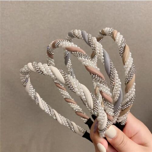 Pearl Rhinestone Hairbands For Women Hair Accessories For Girls Headband Hair Band Colorful Crystal Headbands