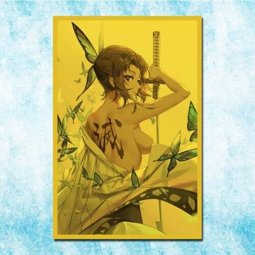 Demon Slayer Anime Tanjirou Zenitsu Nezuko Poster Art Silk Canvas Retro Print For Home Room Decor Decoration-003