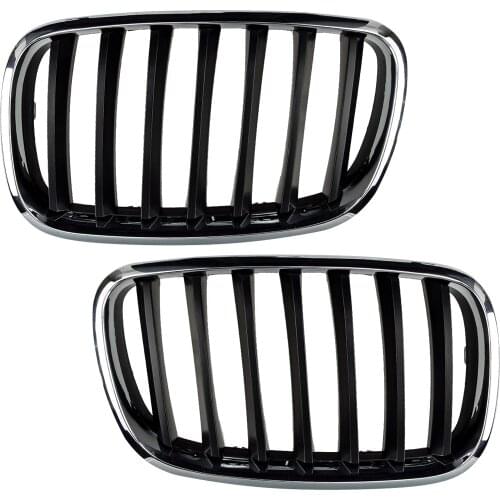 2Pcs Car Single Slat Front Bumper Hood Kidney Grilles Fit For BMW H5 E70 H6 E71 E72 2009 2010 2011 51137157687 51137157688