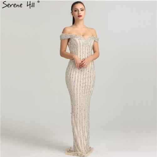Luxury Dubai Robe De Soiree Evening Dresses 2020 New Arrival Back Split Crystal Beads Sequins Prom Gowns Formal Dress BLA6283