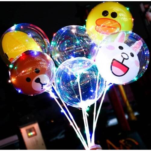 Handle Luminous Balloon With Lamp Pole Cartoon Led Night Light Balloons Birthday Wedding Party Decoration LX4385