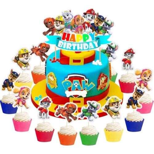 Paw Patrol Birthday Party Decorations Banner Cake Flag Shower Party Supplies Decoration Topper Boy Girl Surprise Birthday Gift