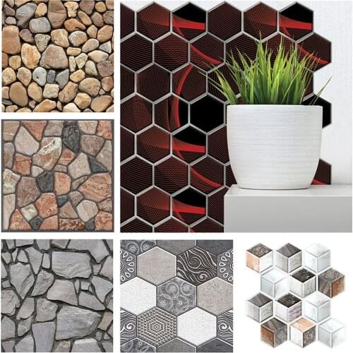 3d Self-adhesive Waterproof Wall Sticker Vinyl Vintage Stone Flower Pattern Floor Tile Home Decor Living Room Stickers 30*30cm