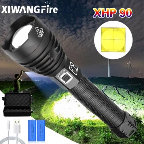 Xhp90.2 Most Powerful Led Flashlight Xhp70 Rechargeable Flashlight Use 18650 or 26650 Camping Light Xhp50 Tactical Flashlight