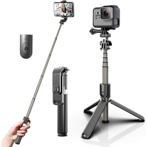 Selfie Stick Wireless Bluetooth Foldable Tripod Expandable Monopod Camera Self-Timer Rod with Remote Control Phone Stabilizer