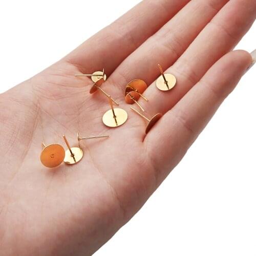 2 / 10pcs Earrings For Women Steel Needle Flat Earrings Material Hypoallergenic Diy Handmade Jewelry Making Accessories