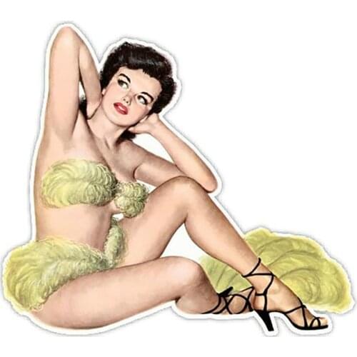 Art Retro Sexy Pin Up Girl Looking Decal Vinyl Car Stickers Motor Auto Anime Surfboard Decal Laptop Decoration Kk13*12cm