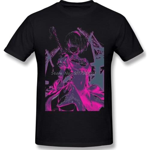 High Quality O-Neck 100 Cotton Neon 2B T-shirt NieR Automata Sleeve Short Anime Men Tee Streetwear Harajuku