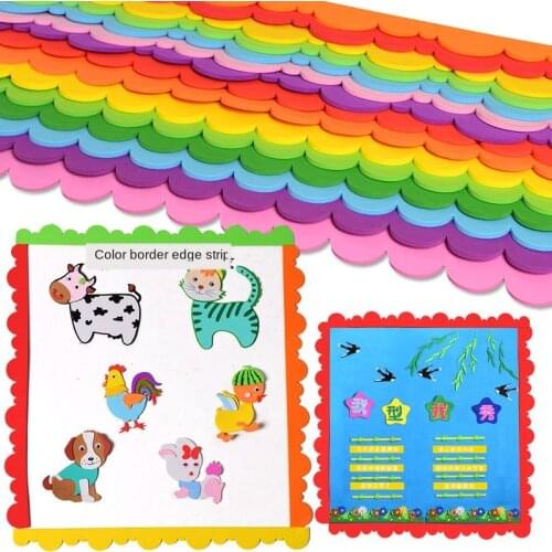 XICC Colorful 60cm Wave Lace Strip Wall EVA Foam Kindergarten Classroom Blackboard Newspaper 3D Wall Sticker Decorative Fence