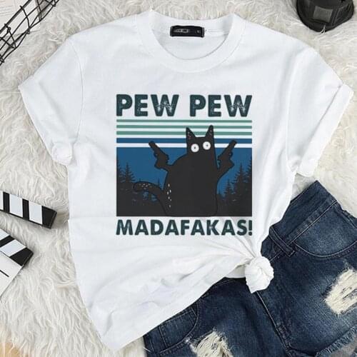 Harajuku Aesthetic Female Tshirt Pew Pew Madafakas Short Sleeve Tops Tees Fashion Ulzzang Vintage T Shirt Women Clothing T-shirt