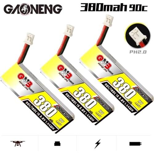 1-10PCS For GNB GAONENG Tinyhawk Nanohawk FPV 4 axis UAV RC Drone 1S 3.8V HV 4.35V LiPo Battery 380mah 90C/180C With PH2.0 Plug