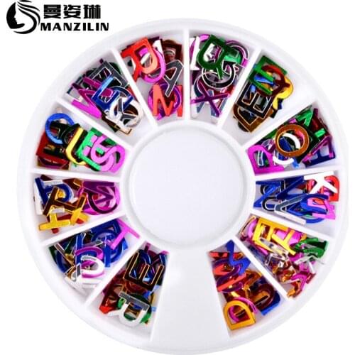 1 Box English Letters Glitter Rhinestones Crystal AB Non Fix FlatBack Strass Sewing Fabric Garment Rhinestone Nail Art Stone