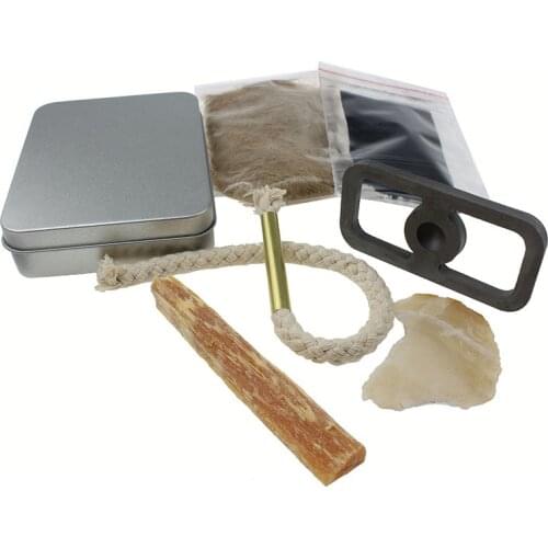 1PC EDC Outdoor Make Fire Equipment Fire Sickle Cotton Rope Set Old-fashioned Original Fire Tool Burning Stone Flint