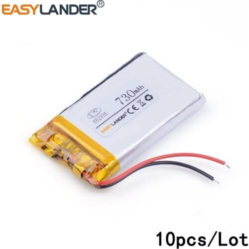 10pcs /Lot 652338 730mAh 3.7v lithium Li ion polymer rechargeable battery MP3 MP4 GPS Bluetooth small stereo bluetooth GPS
