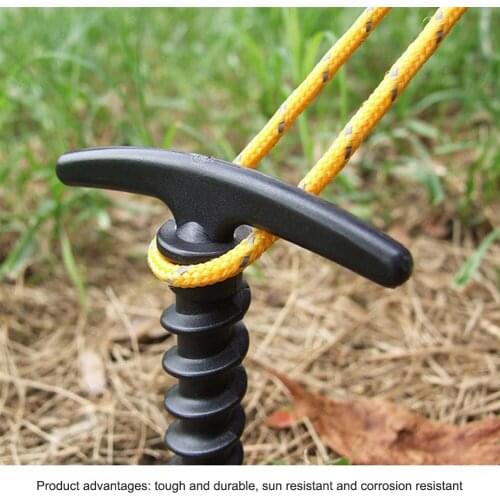 10pcs Nylon Hiking Tent Stakes Pins Screw Anchor Outdoor Camping Peg Ground Nails Spiral ABS Fixed Gadget for Snow Sand