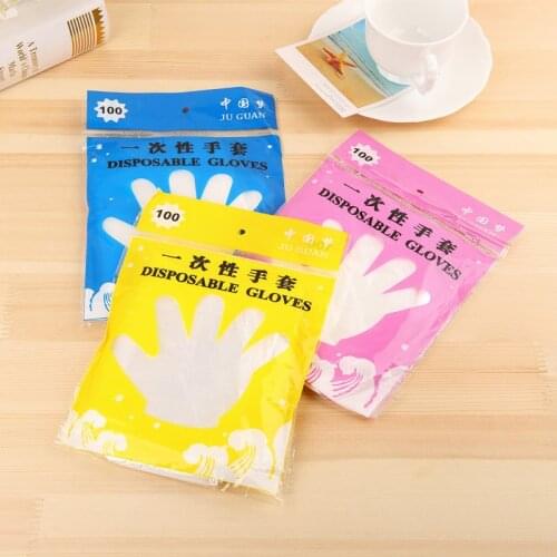 100Pcs Disposable Transparent Food Gloves Food Service Clear Cleaning Gloves Anti-stick Improve Hygiene Kitchen Disposable Glove