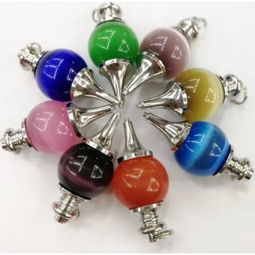 Wholesale 2018 fashion charm cats eye stone pendants good quality ball Pendulum for necklaces jewelry making free shipping 12pcs