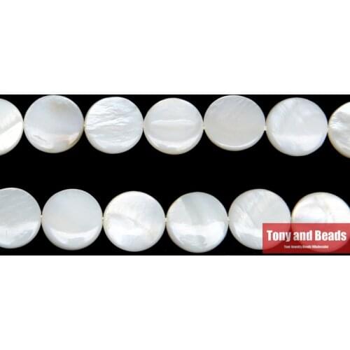 15" Strand 15mm Diameter Natural Mother of Pearl Shell Coin Loose Beads Approx 39CM Per Strand No.SB3