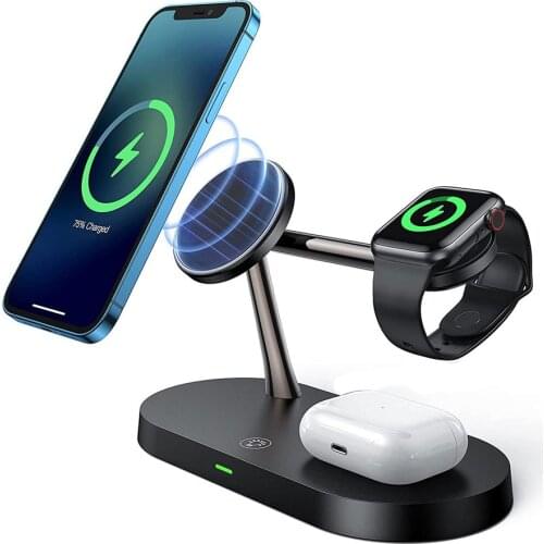 15W Wireless Charging Station For Iphone 12 Pro Max Magnetic Wireless Charger Stand For Apple Watch/AirPods Phone Holder