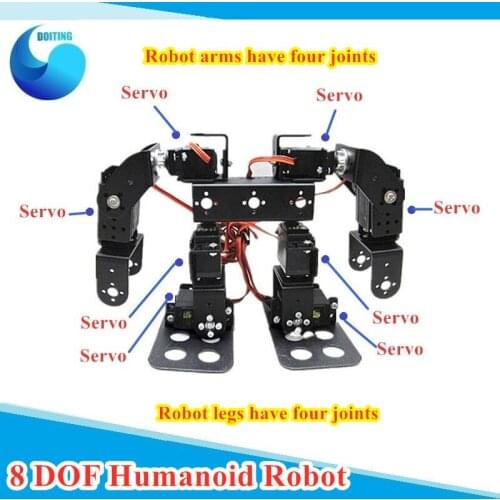 8 DOF Humanoid Robot Walking Man Metal Bipedal Robot With High Torque Servos Robot DIY Accessories Metal Brackets/ Structure