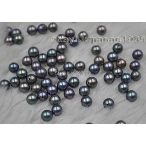 AAA 10 pcs 4-4.5mm black round Freshwater pearl half drilled