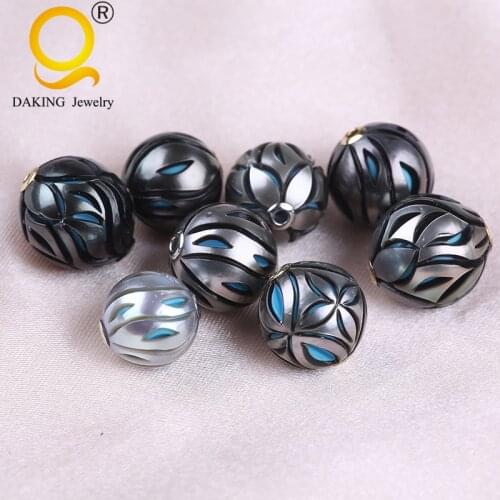 Tahitian Pearl Bead High quality wholesale carved black pearl