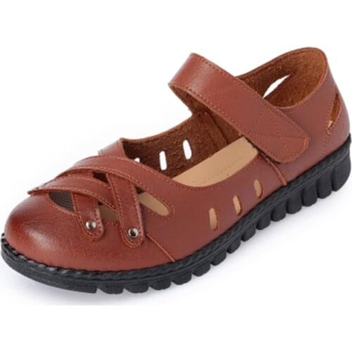 ZZPOHE 2018 Summer Female Shoes Woman Genuine Leather Soft Flat Sandals Women Fashion Causal Comfortable big size Sandals 35-41