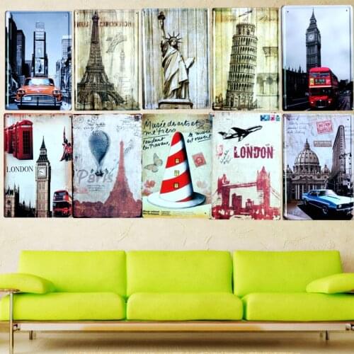 Buliding London Metal Painting Wall Bar Home Art Decor Cuadros Mix Order 30X20CM A-6163